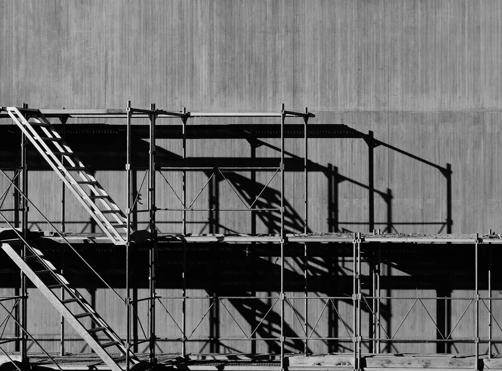 Scaffolding on a building — access and construction support